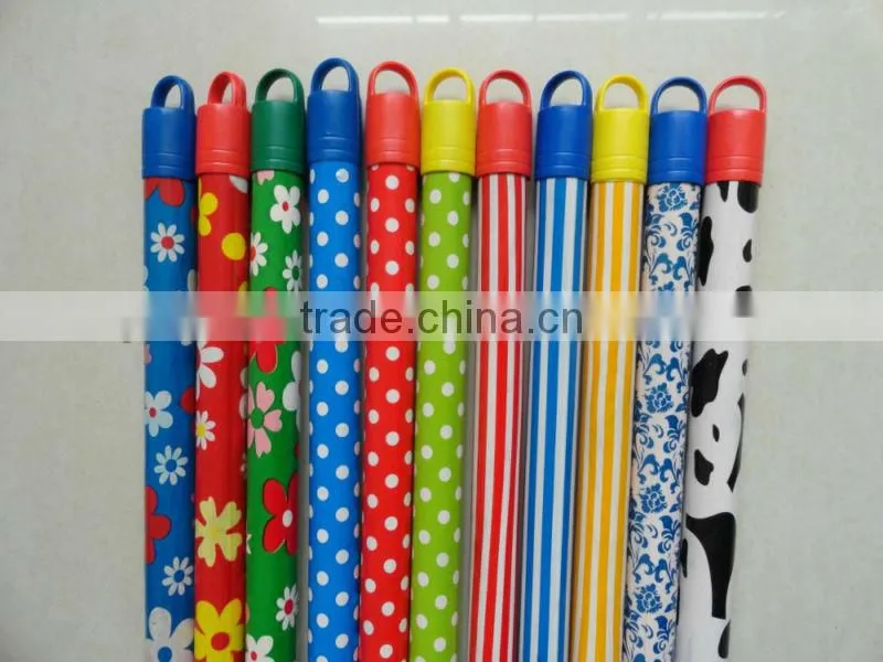 PVC Coated Wooden Cleaning Floor Mop Stick Handle with Various Caps