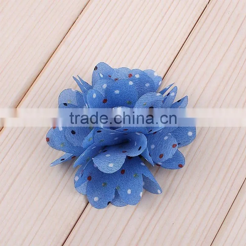 handmade fabric flower clip with dot for kids hair accessories