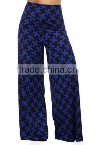 New Plus Size Printed Wide Leg Fold Over High Waist Palazzo Flare Lounge Pants