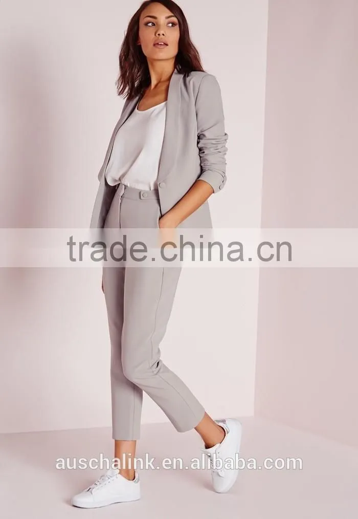 hot sale girls grey chic cigarette pants low price