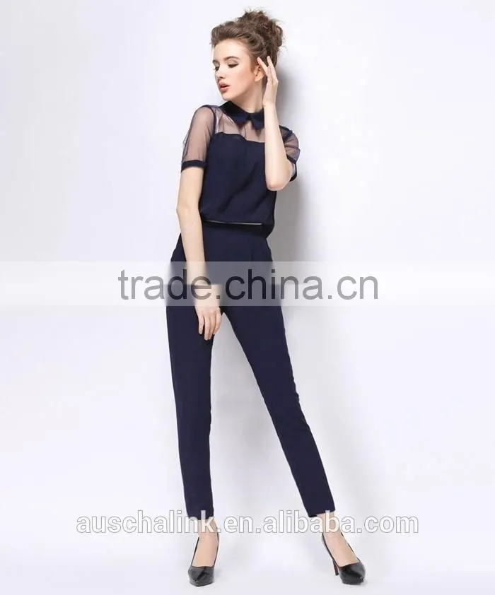 alibaba lady dark navy blue fashion detachable pants low price