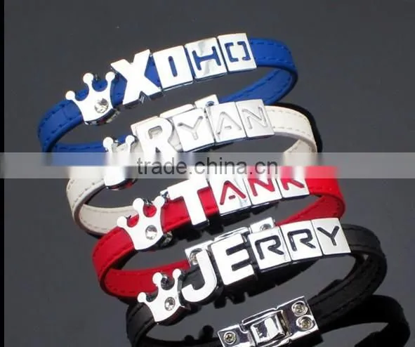 New design hot high grade jewelry letters leather bracelet for women