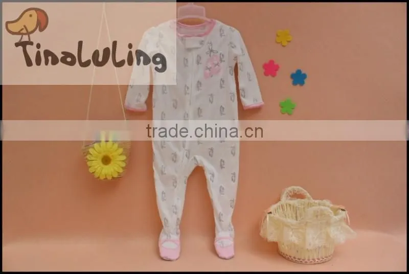 100% cotton baby striped lion aniaml printed footed pajamas, boys pajamas with feet wholesale
