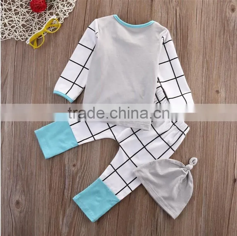 3PCS Set Newborn Baby Clothes Casual Long Sleeve T Shirt Tops + Pants Legging