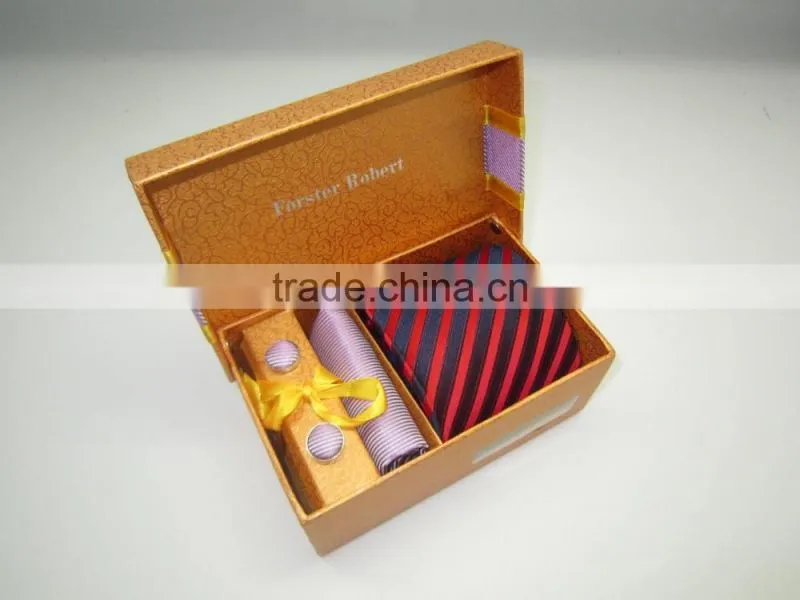 Bright color paper box, necktie,cufflinks and hanky gift packaging sets