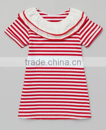kids modeling clothes Stripes and short-sleeve roll-cuff dress-Children's Casual Daily Wear Boutique Summer Stripe Girls Dresses