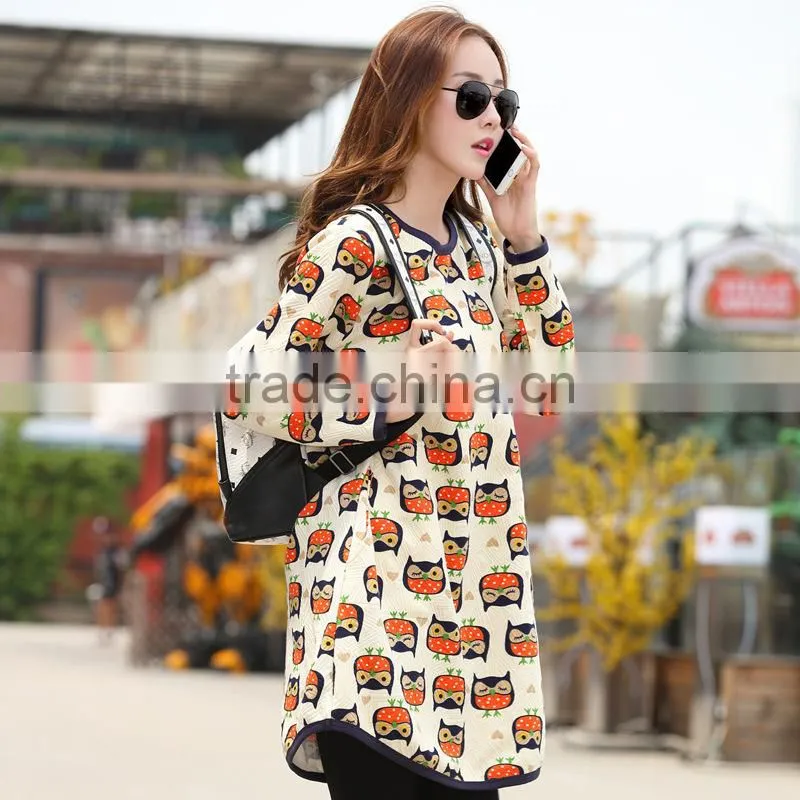2015 new fashion autumn maternity dress, long sleeve dress, thick cotton dress