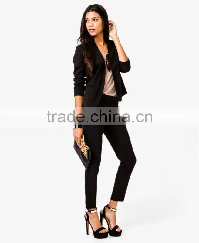Casual Ribbed Collar Blazer