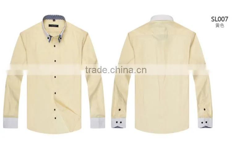 Latest shirt designs for men 2016 alibaba customise solid color men's dress Fashionable long sleeve uniform t shirt
