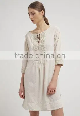 Basic hand lace casual cotton dress design for pregnant woman