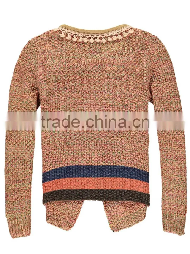 Girls Oblique Placket Cardigan Sweater Design