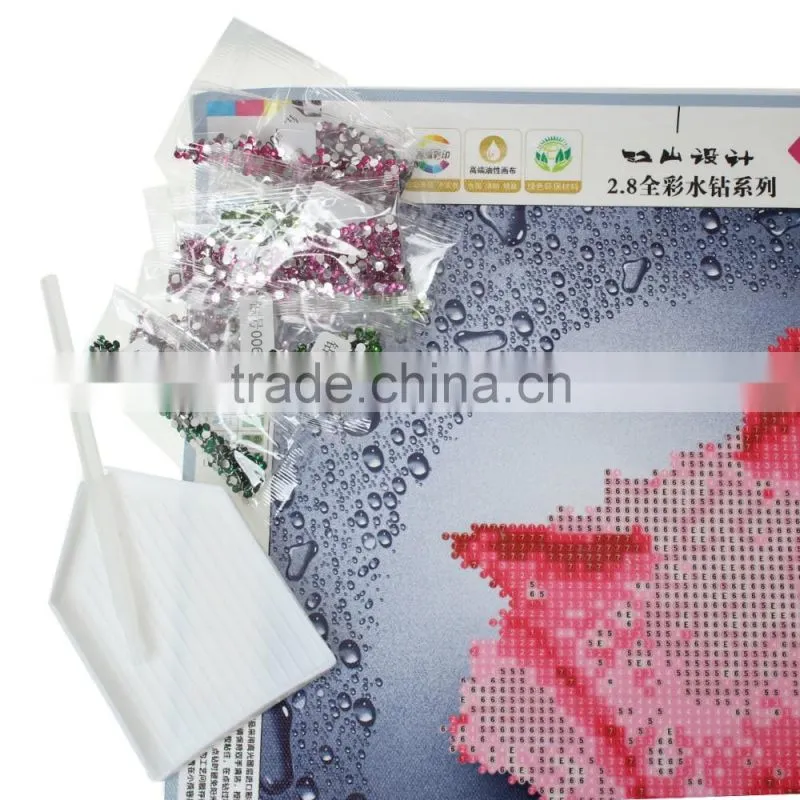 Handmade Pink Flower Pattern Embroidery Diamond Painting DIY Kit Cross Stitch For Living Room 34cmx5cm