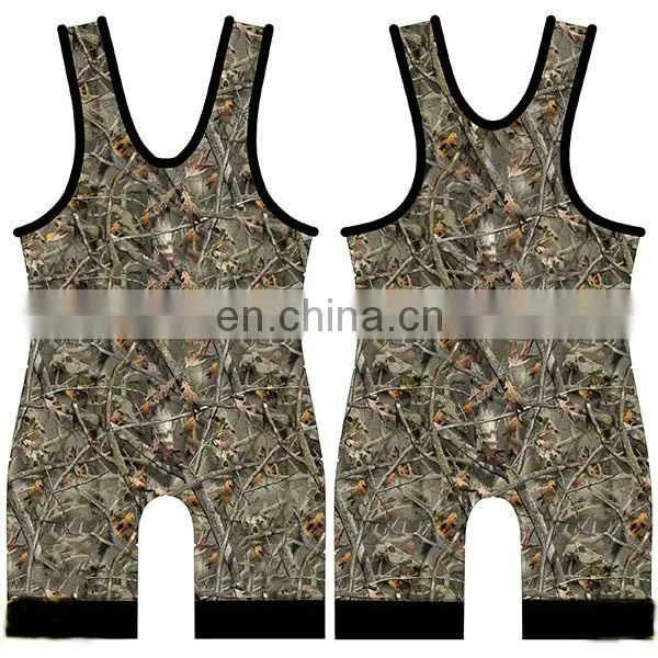 Cheap sublimated camo singlet wrestling singlet for sale