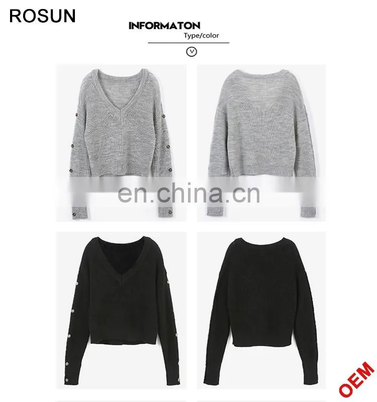 Girl Long sleeves with buttons Knit Pullover sweater