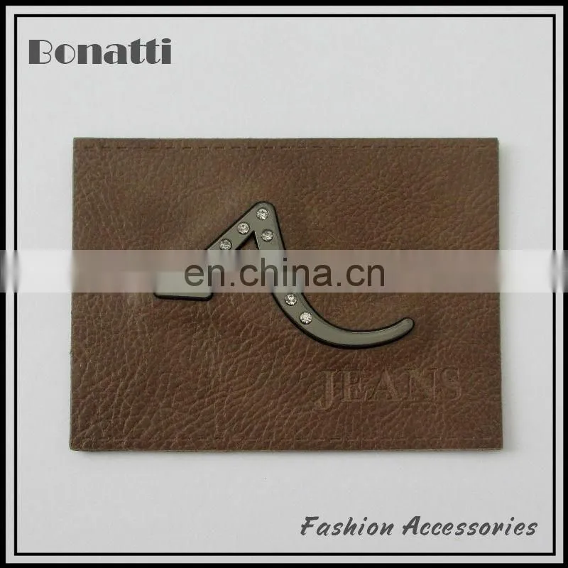 Debossed small size metal leather label for jeans and bags