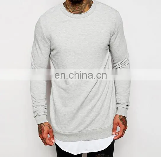China Supplier Custom Plain Longline Wholesale Crewneck Sweatshirt Man