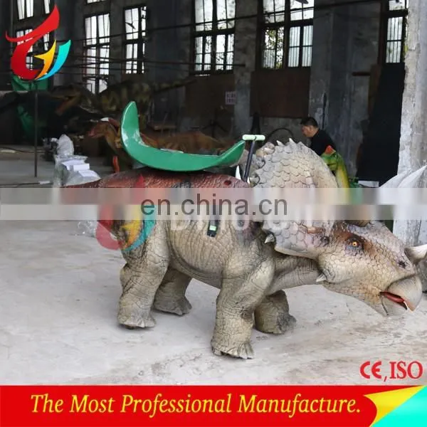 Amusement park life size walking dinosaur ride