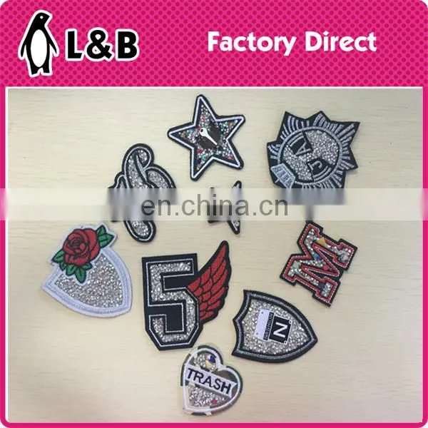 new design popular embroidery rhinestone iron on patch