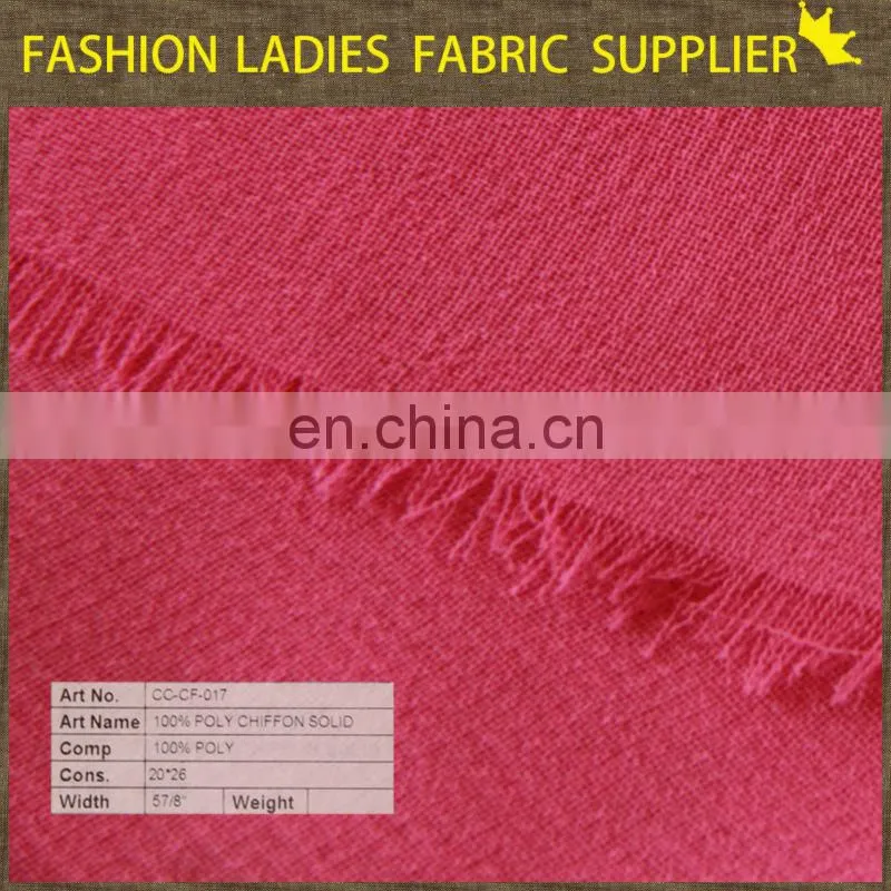 Shaoxing textile combed yarn light chffon 100% poly chiffon fabric