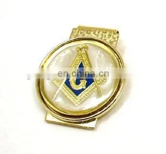 Masonic metal money clip with gold/silver plated