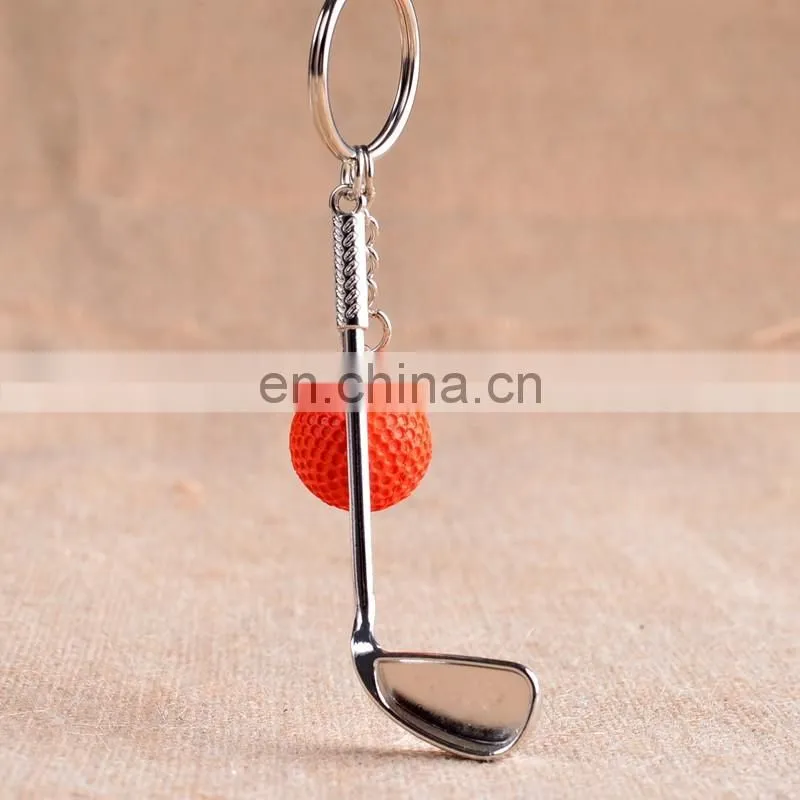 3D Mini Golf Ball And Golf key chain Club Shaped Metal Golf Keychains for Professional sport gift