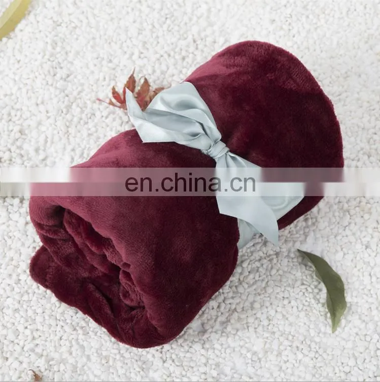 100% polyester super soft flannel throw blanket plain dyed blanket baby swaddle blanket