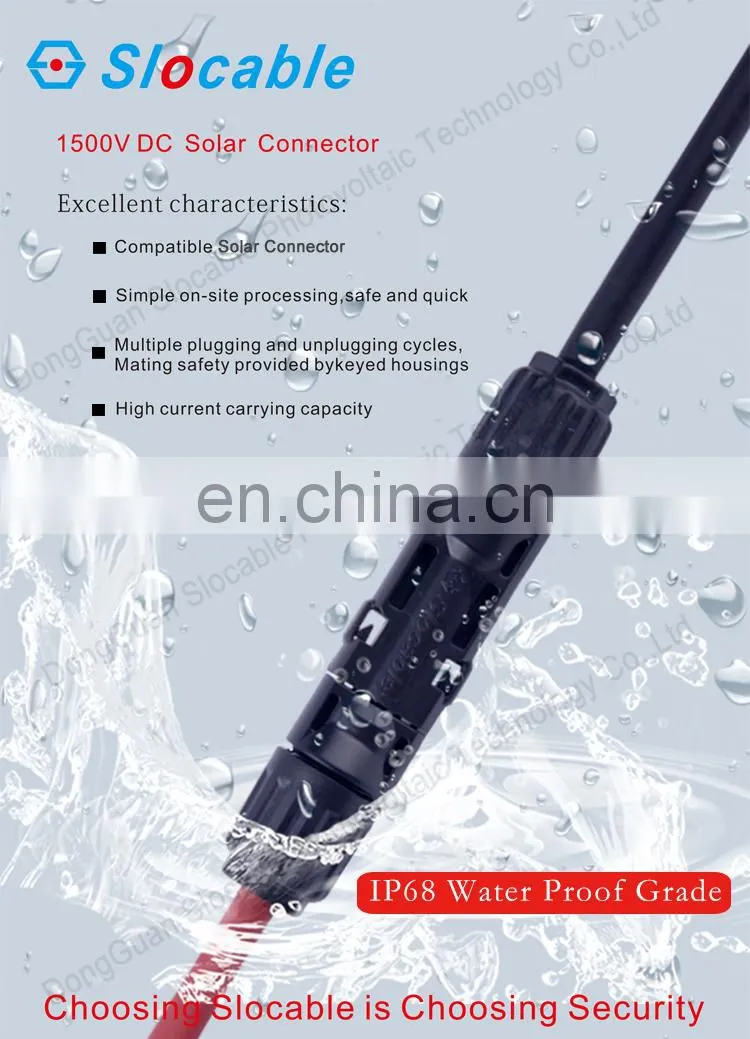 TUV certified waterproof power PV DC solar connector cable connection