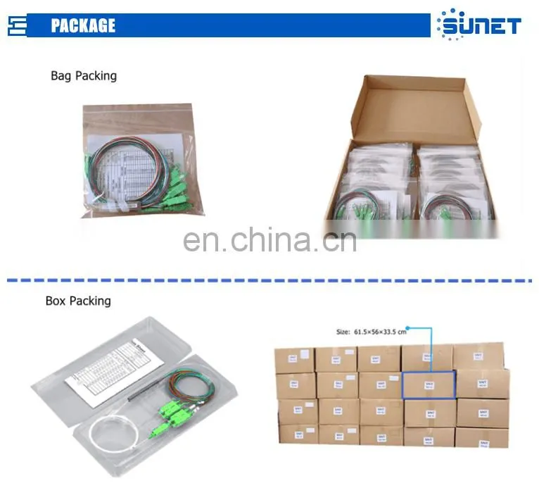 SC APC UPC Mini PLC Optical Splitter G657A 1*2/1*4/1*8/1*16/1*32/1*64 plc splitter