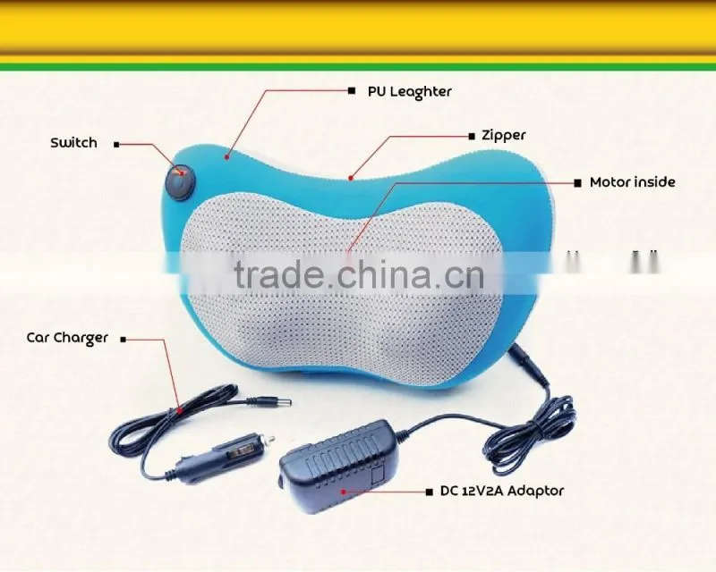 new design kneadind shiatsu massage pillow/vibration neck massage pillow with CE,RoHs certified for home/car/office
