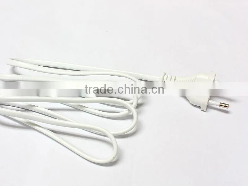 White VDE textile braided power cord with 303 switch