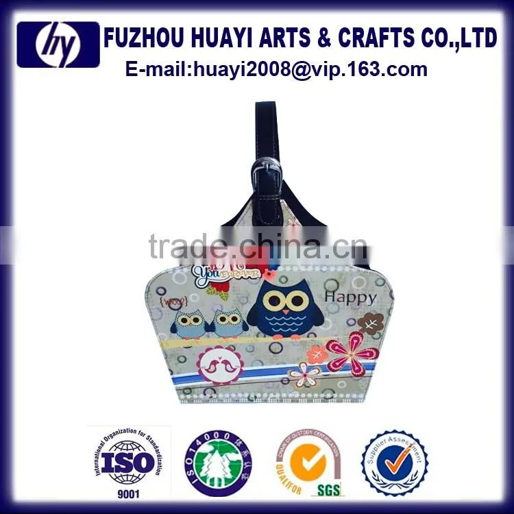 2016 new lifting yoke Colorful Foldable PU Magazine storage basket