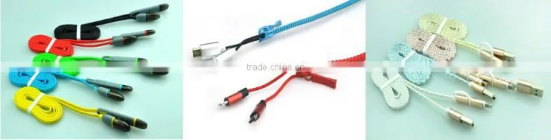 2015 hot selling Micro USB Data Cable with LED light for Iphone/Ipad