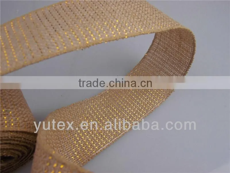 Gold Jute Decorative Fabric with Wired
