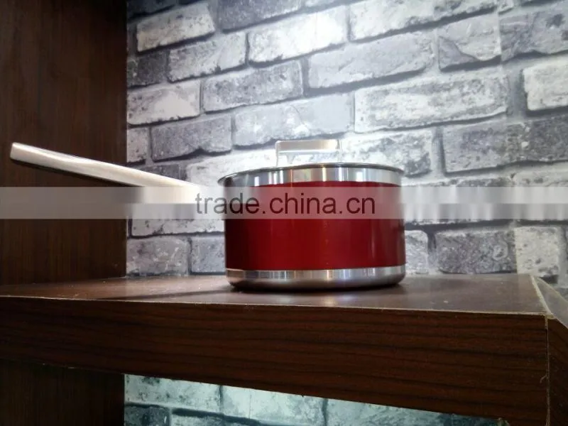 Red Aluminum Non-stick Saucepan Sauce Cooking Noodle Pasta Soup Pot with Glass Lid