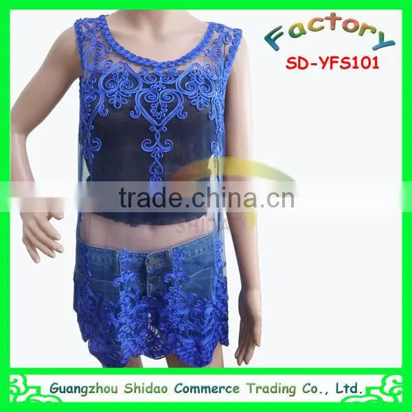 Blouse white organza woven fabric fashion design bead decoration embroidery women blouse