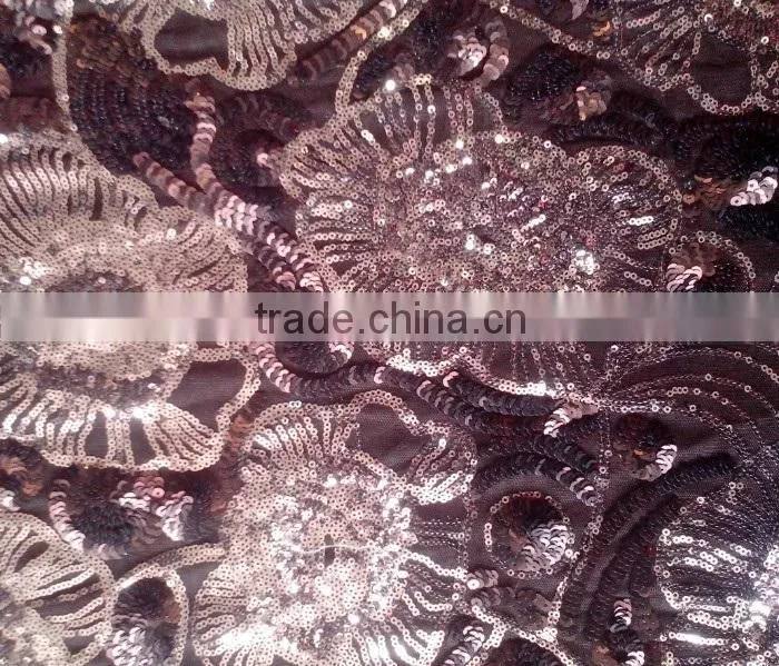 2015 new sequence embroidery fabric sequin lace fabric China supplier