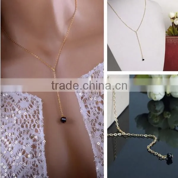 Chain necklace with crystal Set and Delicate Gold Necklace