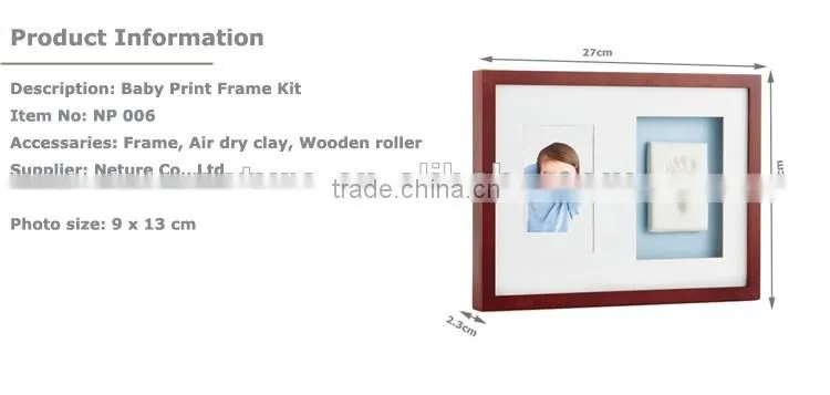 High quality baby hand imprint with wall wood frame moulding sculpture