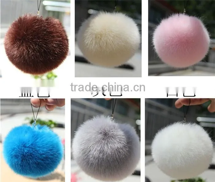 Hot sale fake rabbit Fur balls Unisex Keyring 9cm Size Fashion accessories