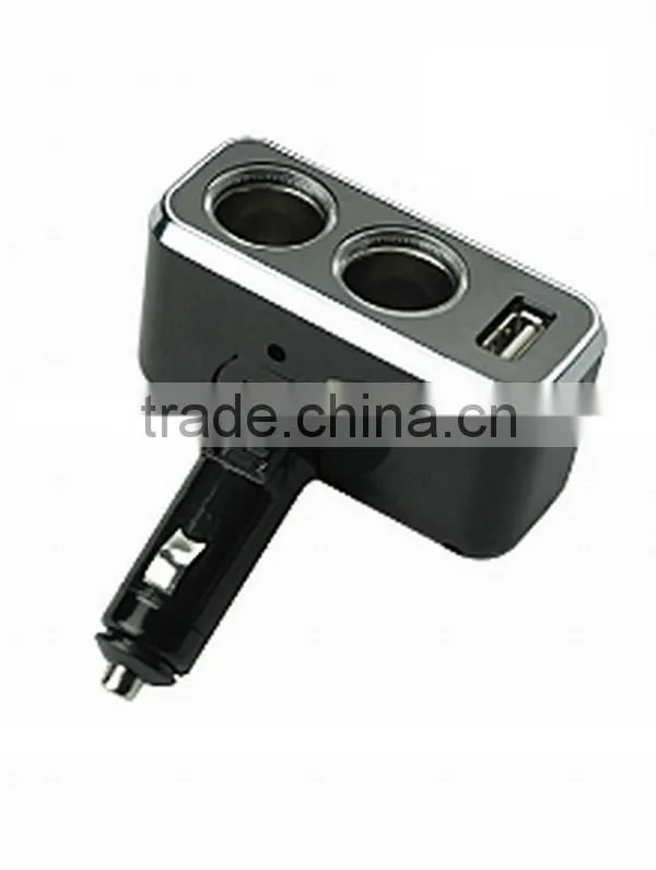 2 Way Cigarette Lighter Socket With USB