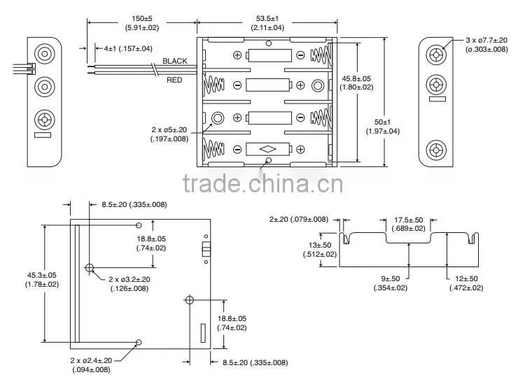 BH441A battery holder ,4 "AAA" Battery Holder with Leads,aaa battery holder ,battery holder