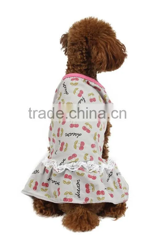 Cute Cherry Design high Quality Female small dog clothes made in china