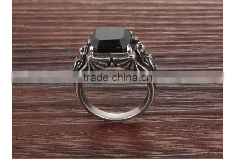 costume jewellry wholesale skull engagement ring for women with black stone