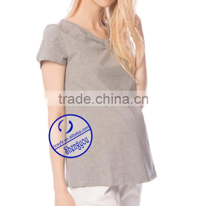 Custom spandex cotton plain blank short sleeve maternity t shirt