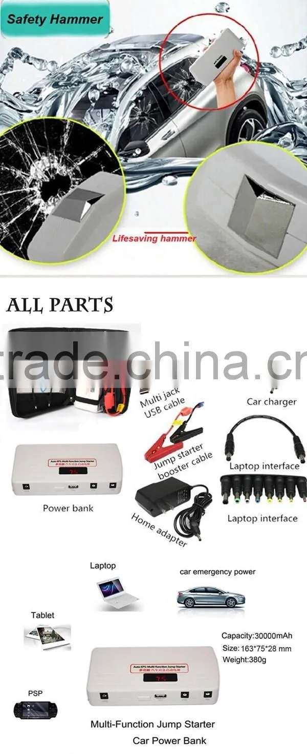 White color Simple Start Lithium-Ion Jump Starter 12V auto part Jump Starter Battery Pack 18000 mAh