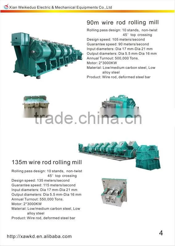 best selling 45 Degree No twist high speed wire rod finishing rolling mill and rolling mill work roll