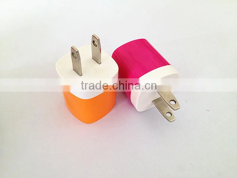 Mobile phone accessories US plug 1A/1.5A USB travel charger customized colors USB wall charger for iPhone iPad Table PC