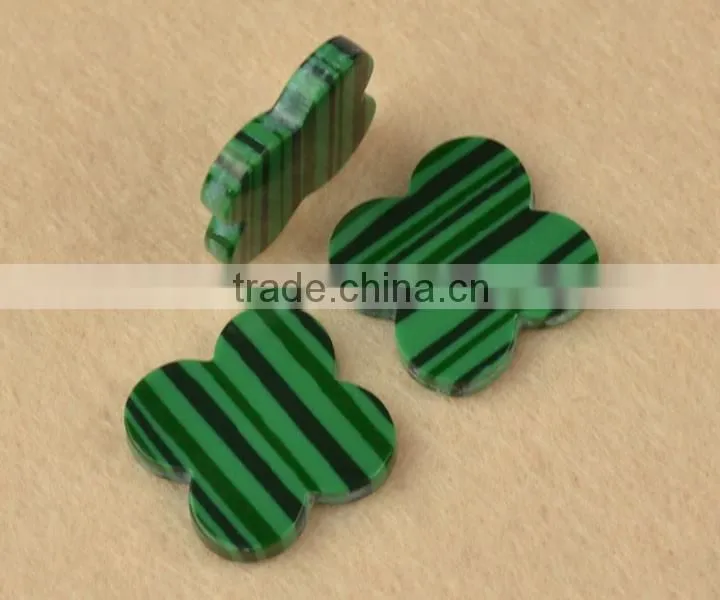 Good quality cheap price rough four leaf clover flower cut loose green malachite gemstone for jewelry marking