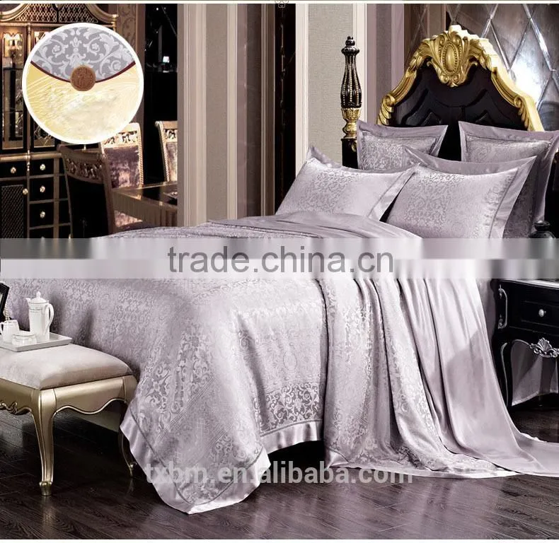 High quality colorful jacquard 4-piece Bedding Set,100% silk