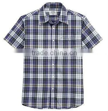 2012 Men's Iron Free Cotton Plaid Short Sleeve Shirts